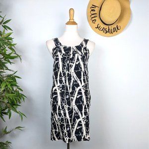 Michael Kors Silk Splatter Print Shift Dress 2 Black White y2k Style Print